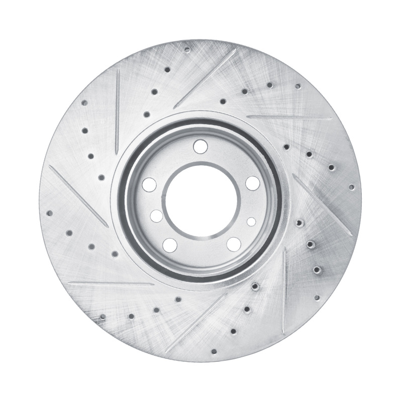 BMW 530I Brake Rotor (1) - Front Right - R1 Concepts - Drilled & Slotted - Silver - `00-`03